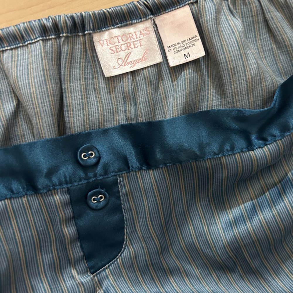2006 Vintage/Y2K Victoria's Secret Angels Striped Pajama Lounge Capris Pants M - Picture 7 of 13